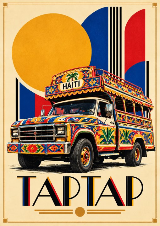 Colorful Haitian taptap poster